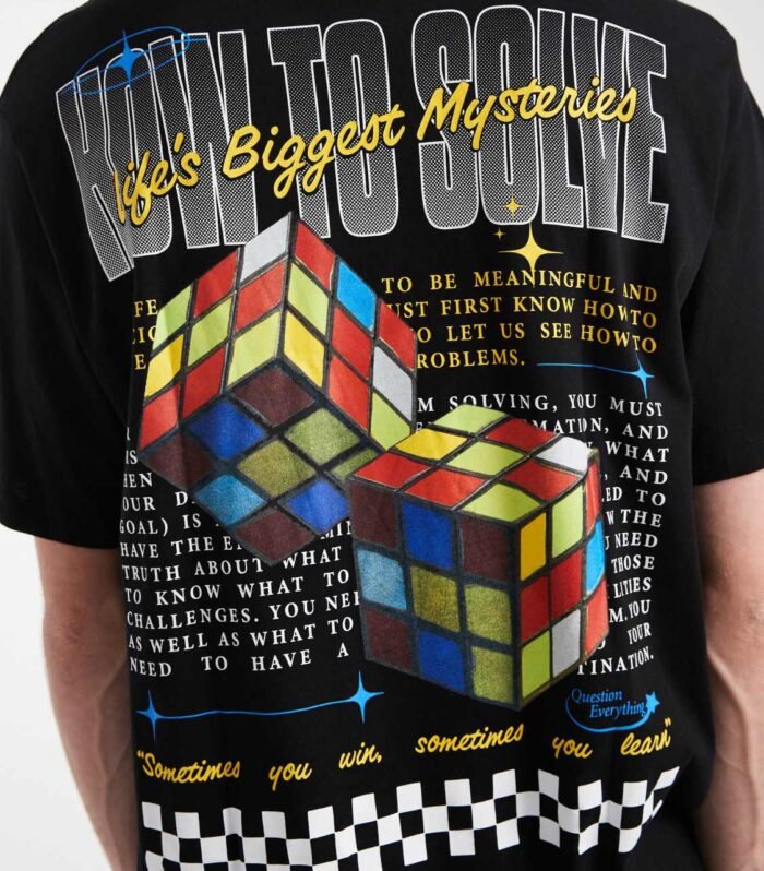 Jack & Jones oversized t-shirt with cube back print in black