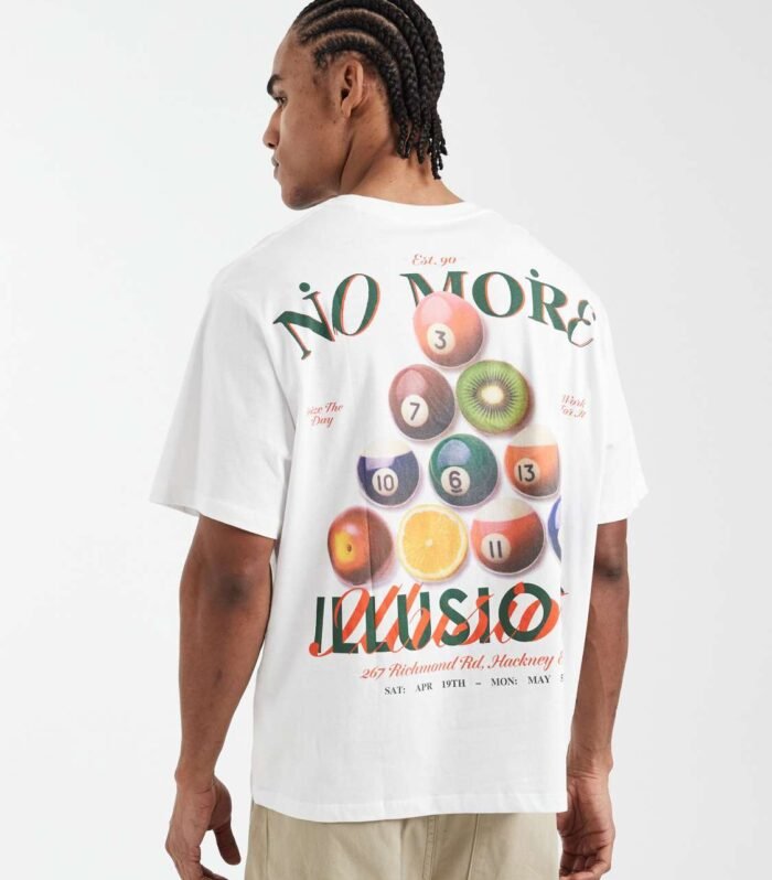 Jack & Jones oversized t-shirt with billiards back print in white